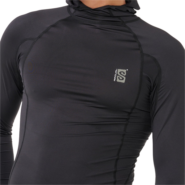 2026 Rip Curl Männer Suche UPF Performance Kapuzen-Langarm-Lycra-Weste 16IMRV - Black
